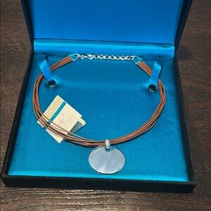 Rivka Friedman Silver Pendant Necklace with Tan Strands